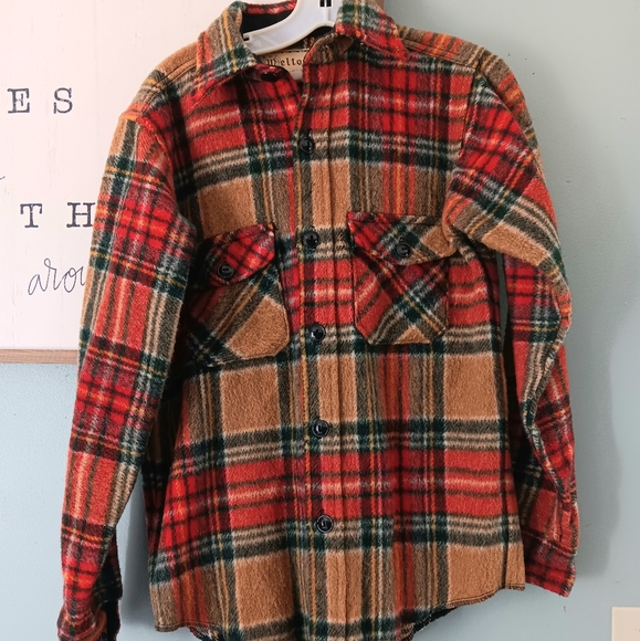 Wool, Melton Outer-wear Flannel Button Up Shirt Jacket Mens Size Small Vintage - Picture 12 of 12